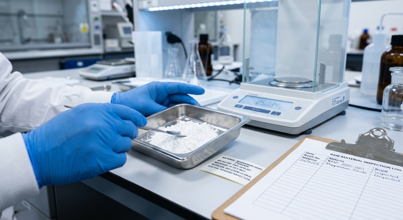 Raw material sample under inspection
